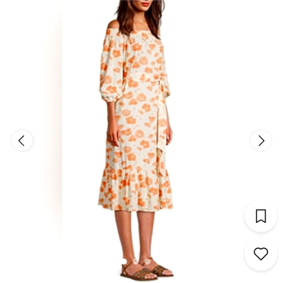 Ana Peach & Cream Off the Shoulder Dress Size Large - Picture 1 of 8